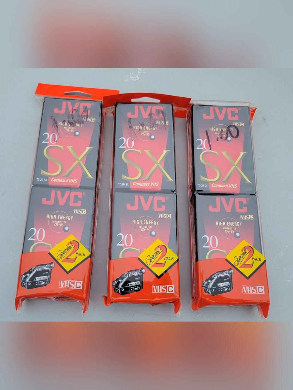 3 Packs New, Sealed JVC High Energy Magnetite *20 SX* Blank VHS Tapes 6 Total
